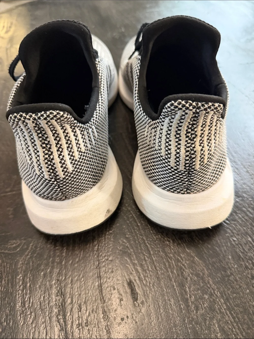 adidas Men’s Black and White Knit Athletic Sneakers